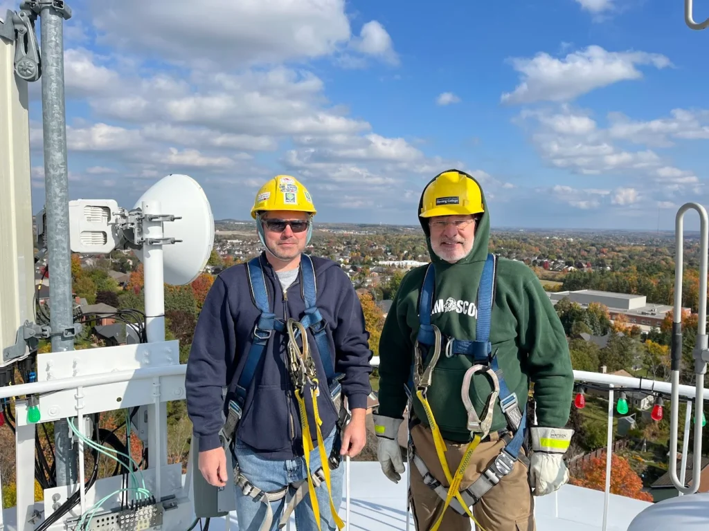 VE3XOE and VE3EMA on top of the Sherbrooke Water Tank