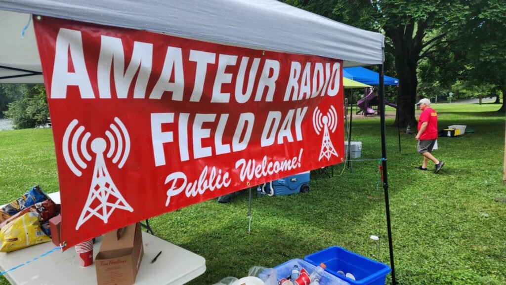 Amateur Radio Field day banner on the food tent. 
